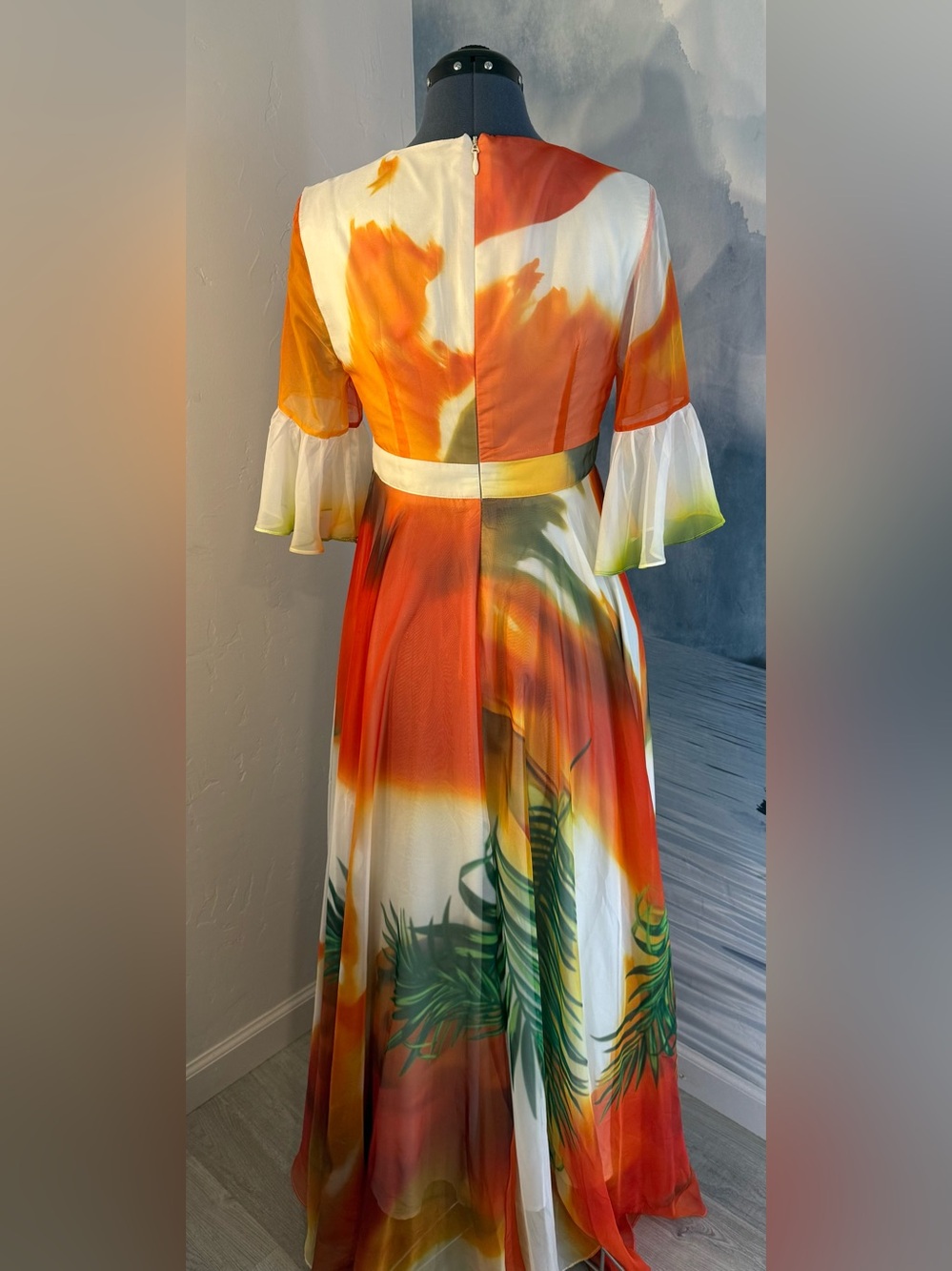STYLEWE Orange & Yellow Tropical Print Maxi Dress #255 - Picture 4 of 10